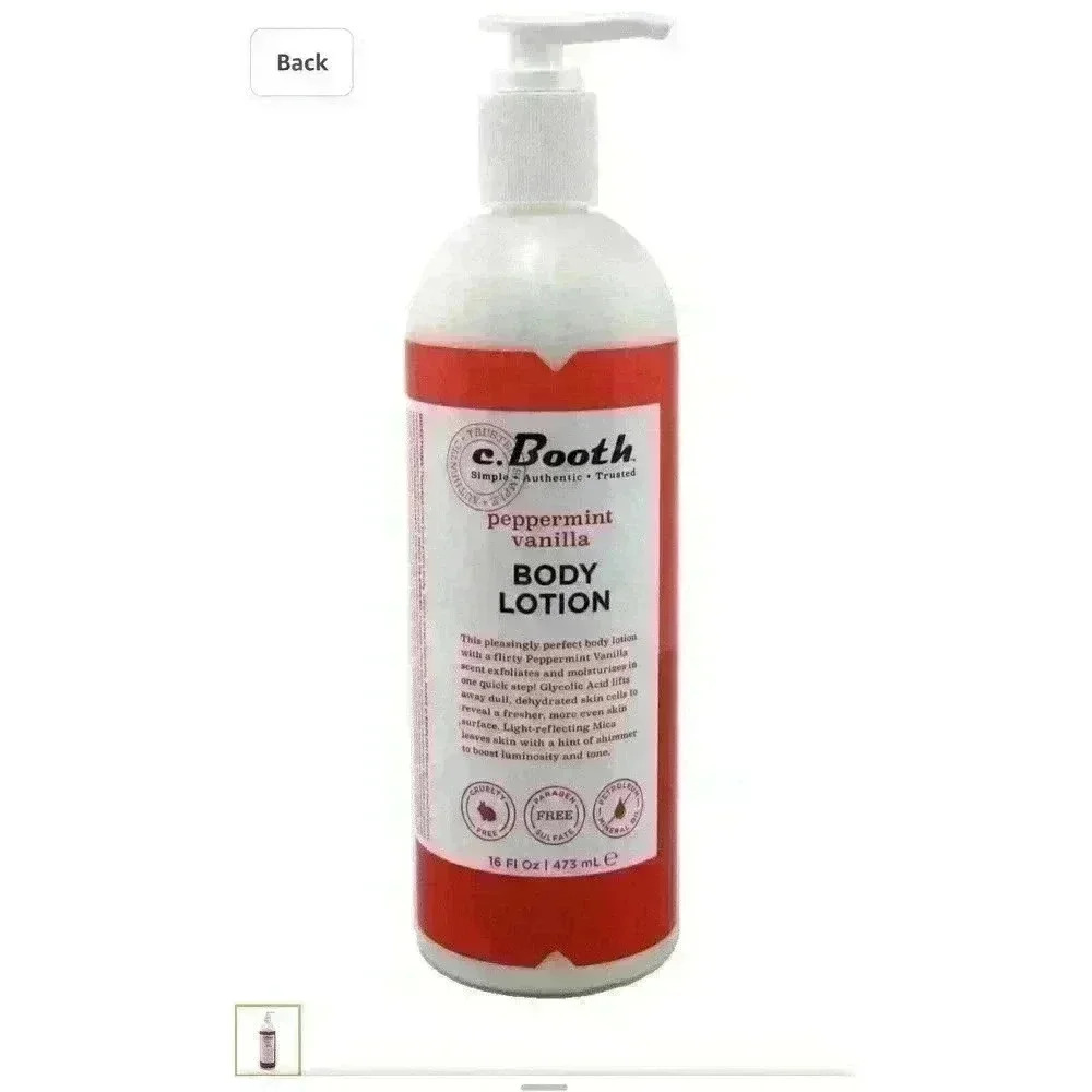 C. Booth Peppermint Vanilla Body Lotion 16 fl oz Vegan Cruelty Free HTF